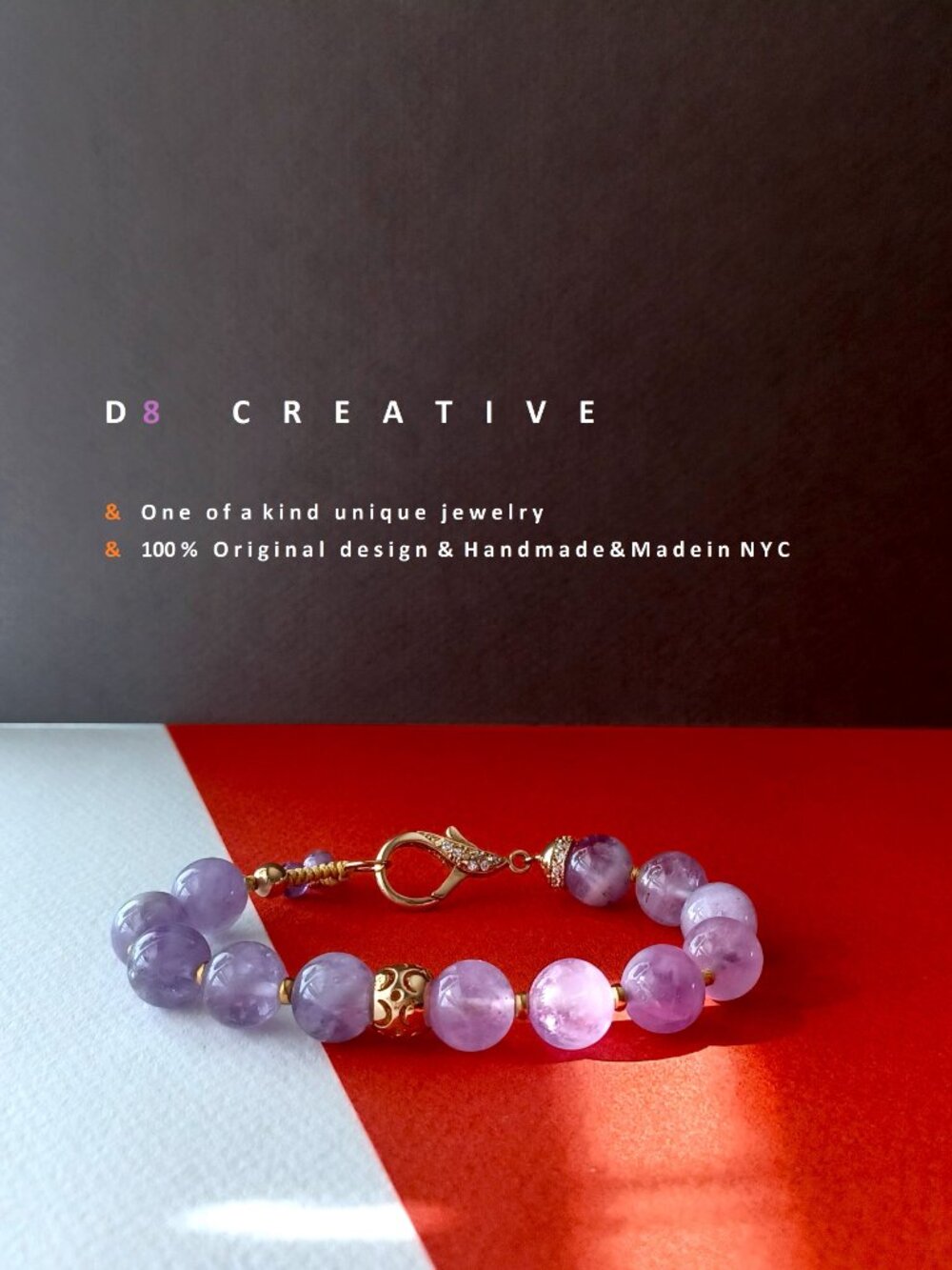 New Amthyst with 14k gold filled and  sterling silver hand woven bracelet